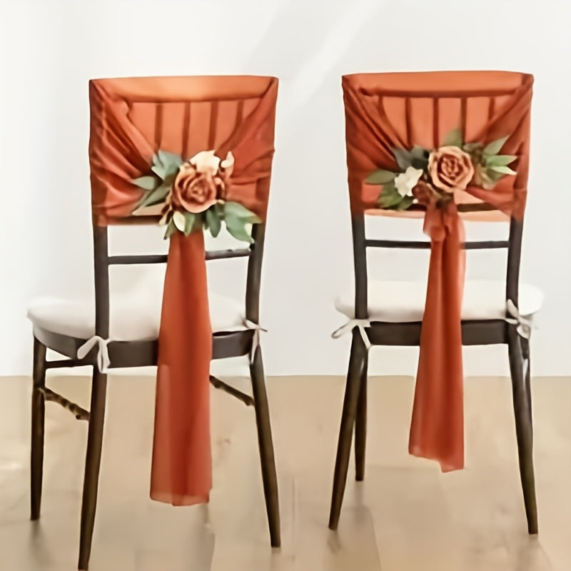 Voile de dossier de chaise en gaze terracotta, lot de 10