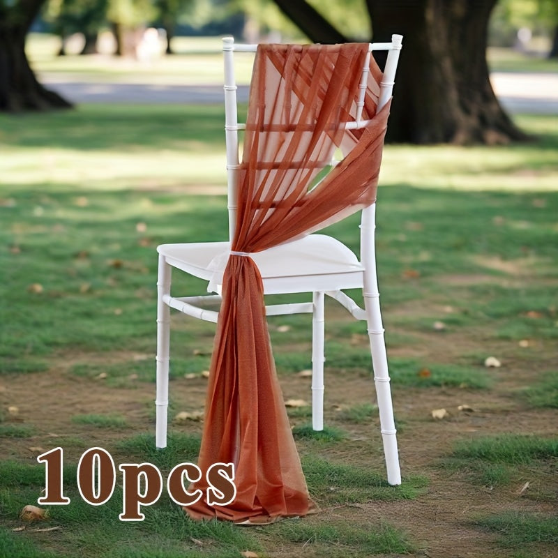 Voile de dossier de chaise en gaze terracotta, lot de 10